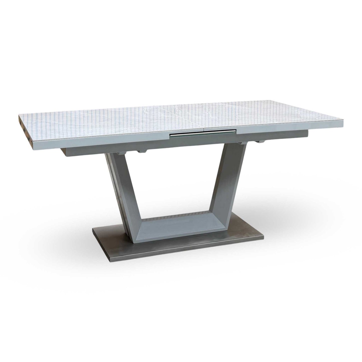‘Grigio’ High Gloss Ceramic Top Large Pop-Up Extending Dining Table