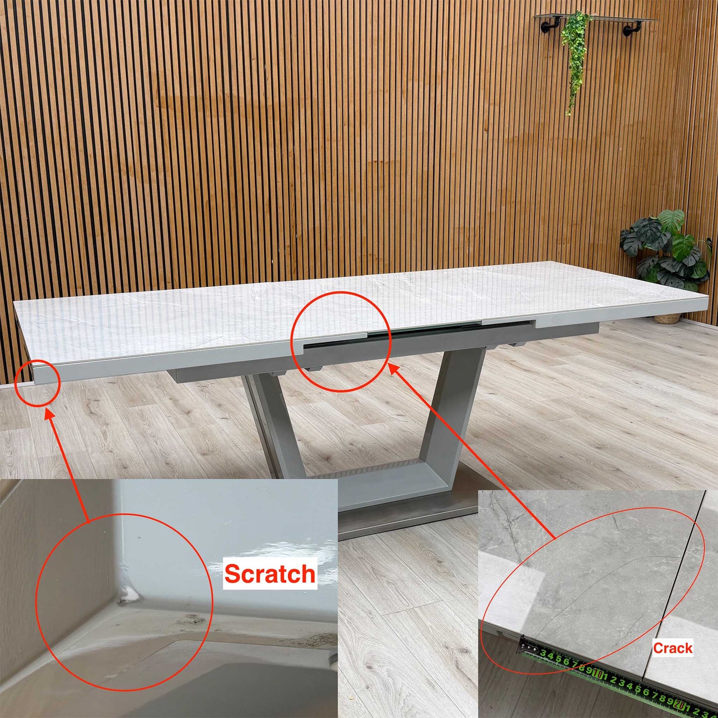 ‘Grigio’ High Gloss Ceramic Top Large Pop-Up Extending Dining Table