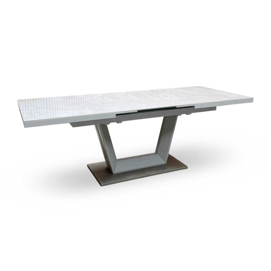 ‘Grigio’ High Gloss Ceramic Top Large Pop-Up Extending Dining Table