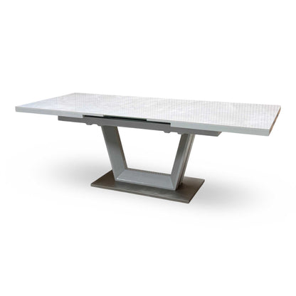 ‘Grigio’ High Gloss Ceramic Top Large Pop-Up Extending Dining Table