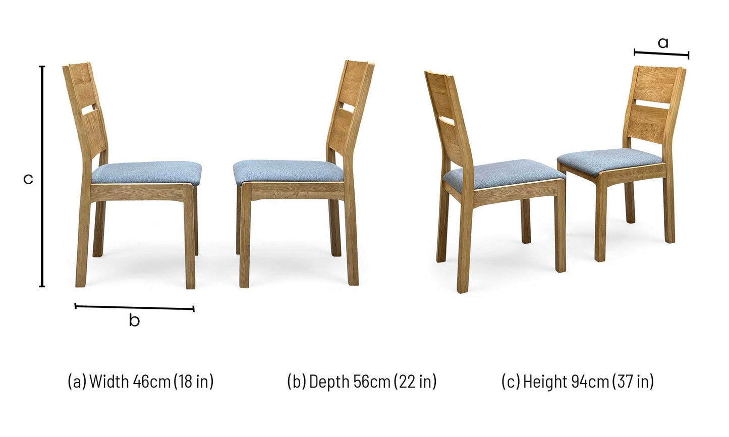 ‘Bakerloo’ Solid Oak wooden Pair of Dining Chairs