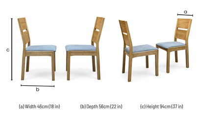 ‘Bakerloo’ Solid Oak wooden Pair of Dining Chairs