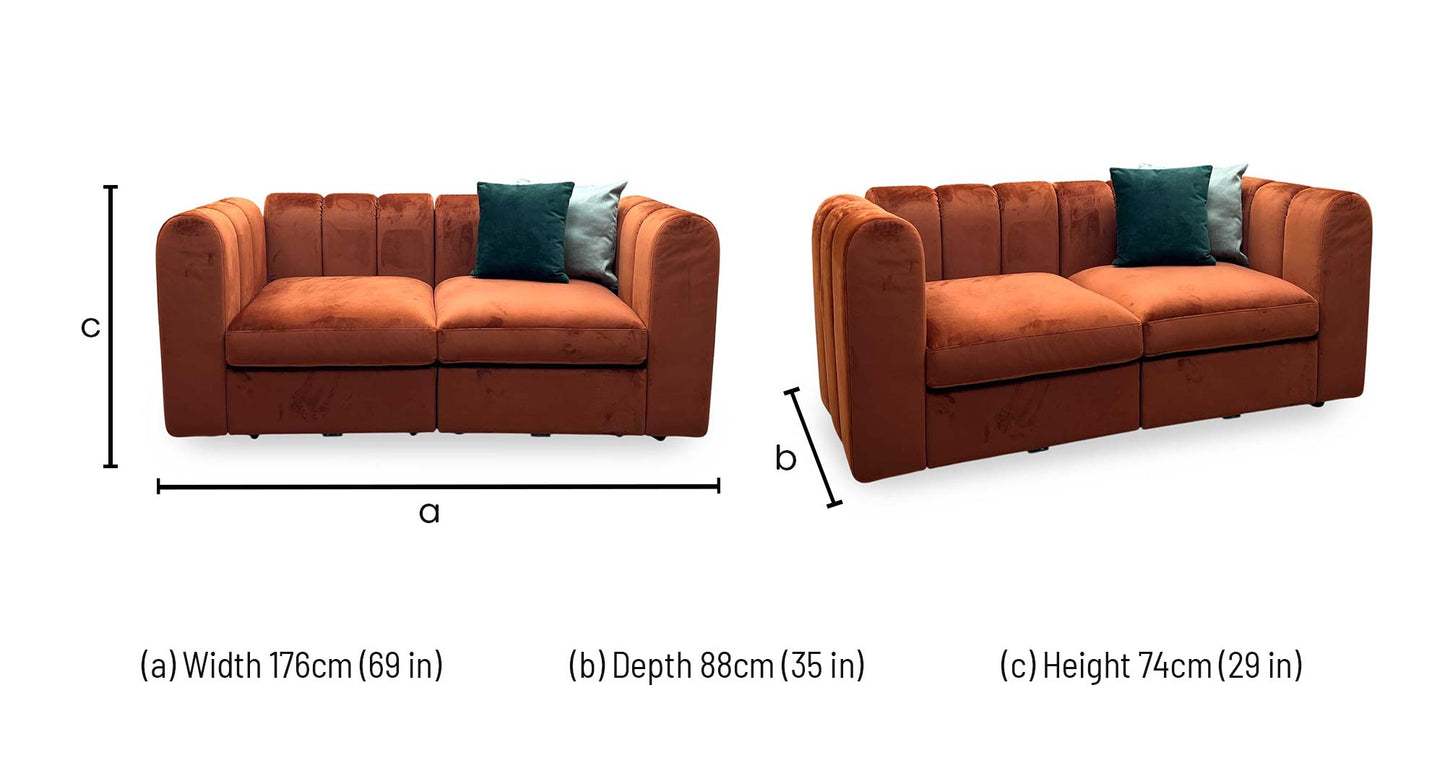‘New Sofables’ So Together Rust Orange Sofables Splendour Fabric 2 Seater Sofa