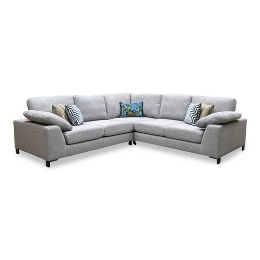 ‘Euphoria’ Silver Breeze Plain Fabric 2 Corner 2 Sofa