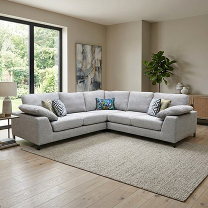 ‘Euphoria’ Silver Breeze Plain Fabric 2 Corner 2 Sofa
