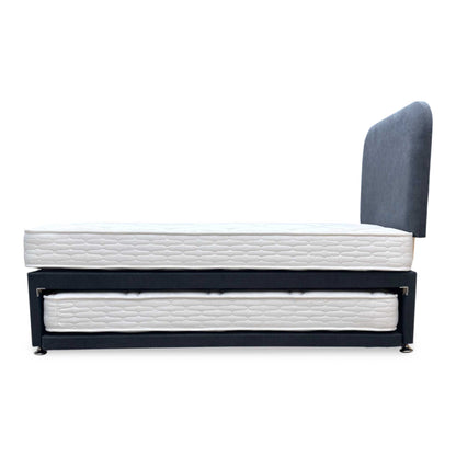 ‘Billy’ Carbon Grey Fabric Guest Bed Including 2x mattress - Single