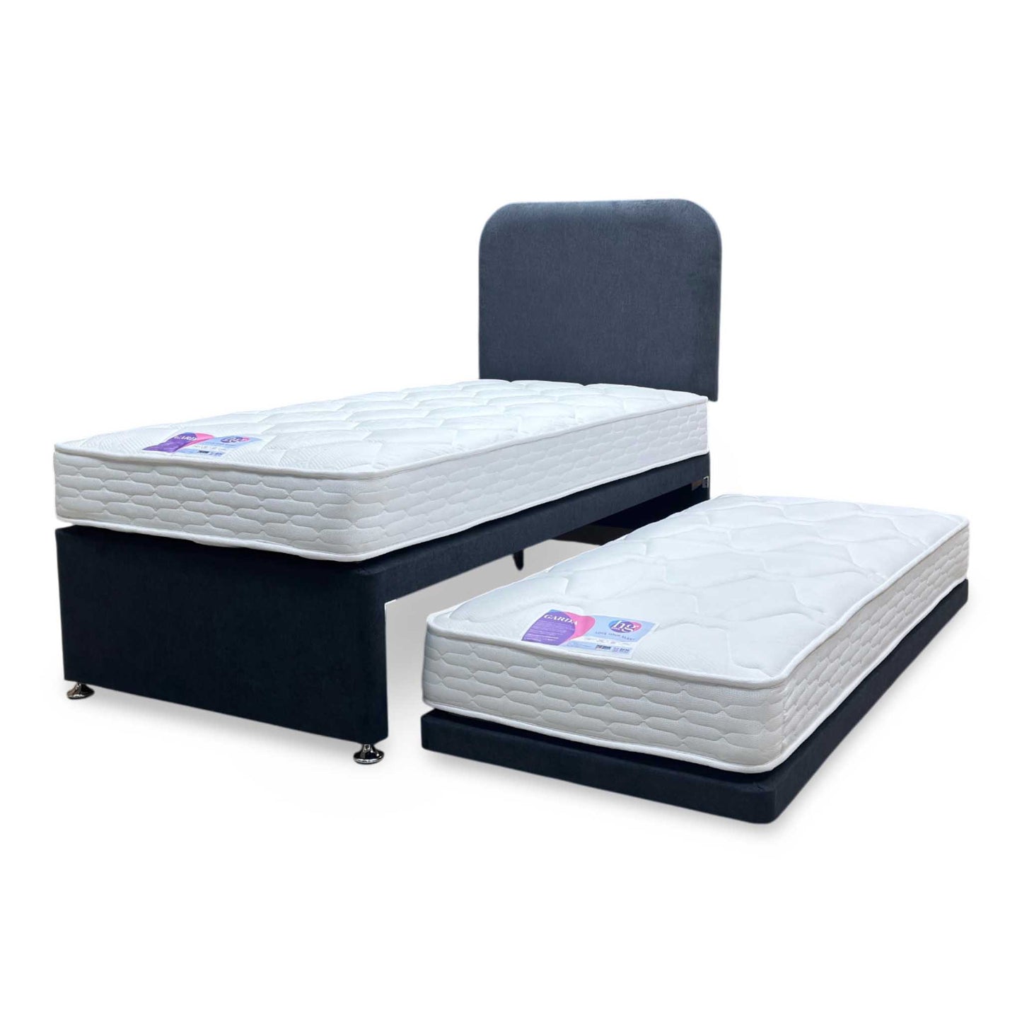 ‘Billy’ Carbon Grey Fabric Guest Bed Including 2x mattress - Single