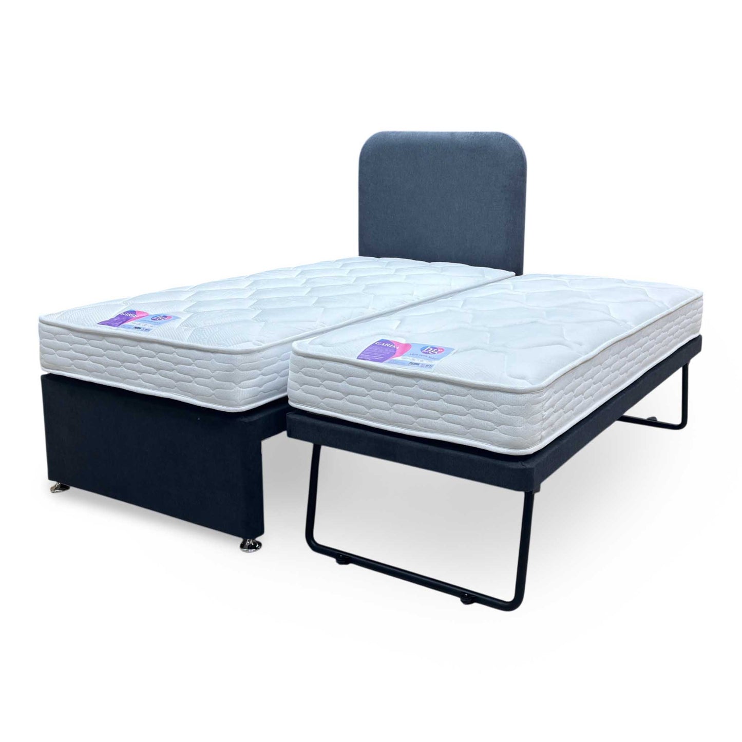 ‘Billy’ Carbon Grey Fabric Guest Bed Including 2x mattress - Single