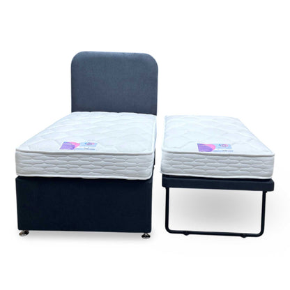 ‘Billy’ Carbon Grey Fabric Guest Bed Including 2x mattress - Single