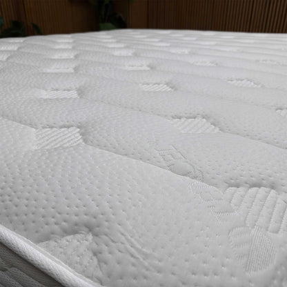 Close-up of the quilted top panel on the Farlow eco fully pocket sprung mattress