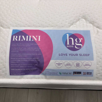 Close-up of the sewn-in label on the Farlow eco pocket sprung king mattress