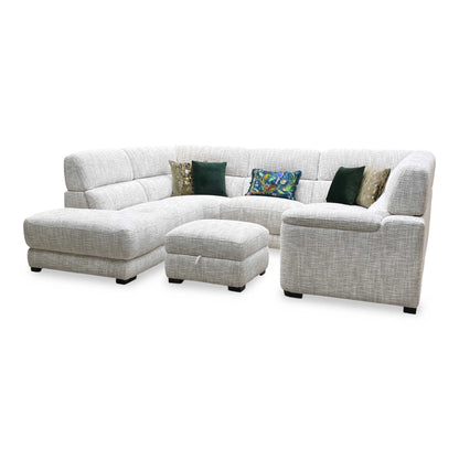 Detailed low-angle look under the base chassis, highlighting the robust structural timber frame construction, heavy-duty sectional connection clips, and elegant minimalist support feet.
