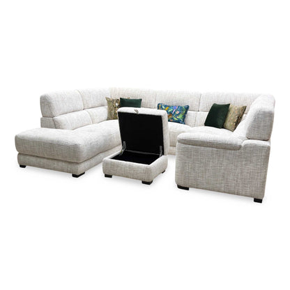 Detailed low-angle look under the base chassis, highlighting the robust structural timber frame construction, heavy-duty sectional connection clips, and elegant minimalist support feet.