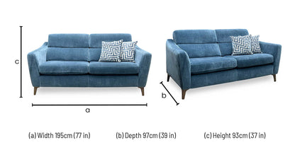 ‘Moderna’ Mht Airforce Blue Sw Linen Fabric 2+2 Seater Sofa Set - Power Recliner Sofa & Standard Sofa