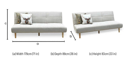 ‘Miyagi’ Beige Linen Fabric Futon Sofa Bed