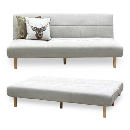 ‘Miyagi’ Beige Linen Fabric Futon Sofa Bed