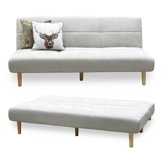 ‘Miyagi’ Beige Linen Fabric Futon Sofa Bed