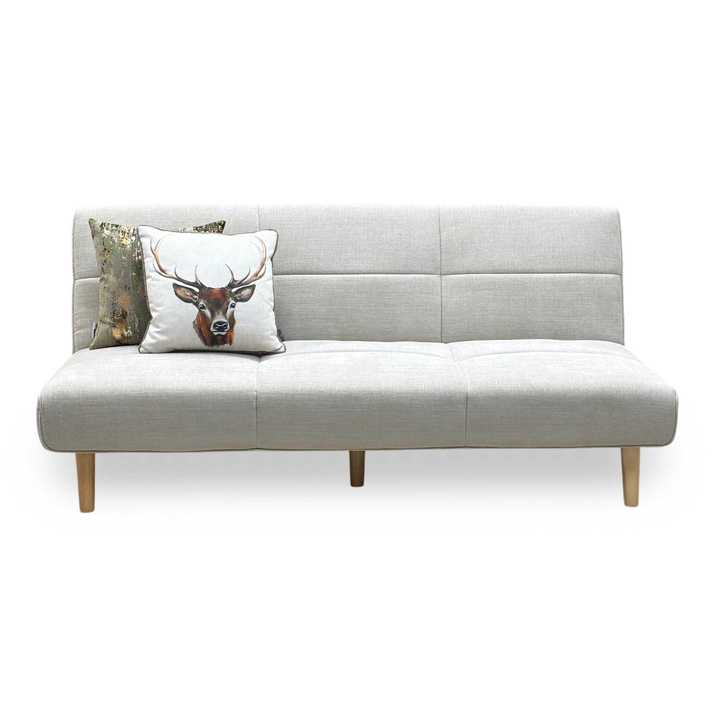 ‘Miyagi’ Beige Linen Fabric Futon Sofa Bed