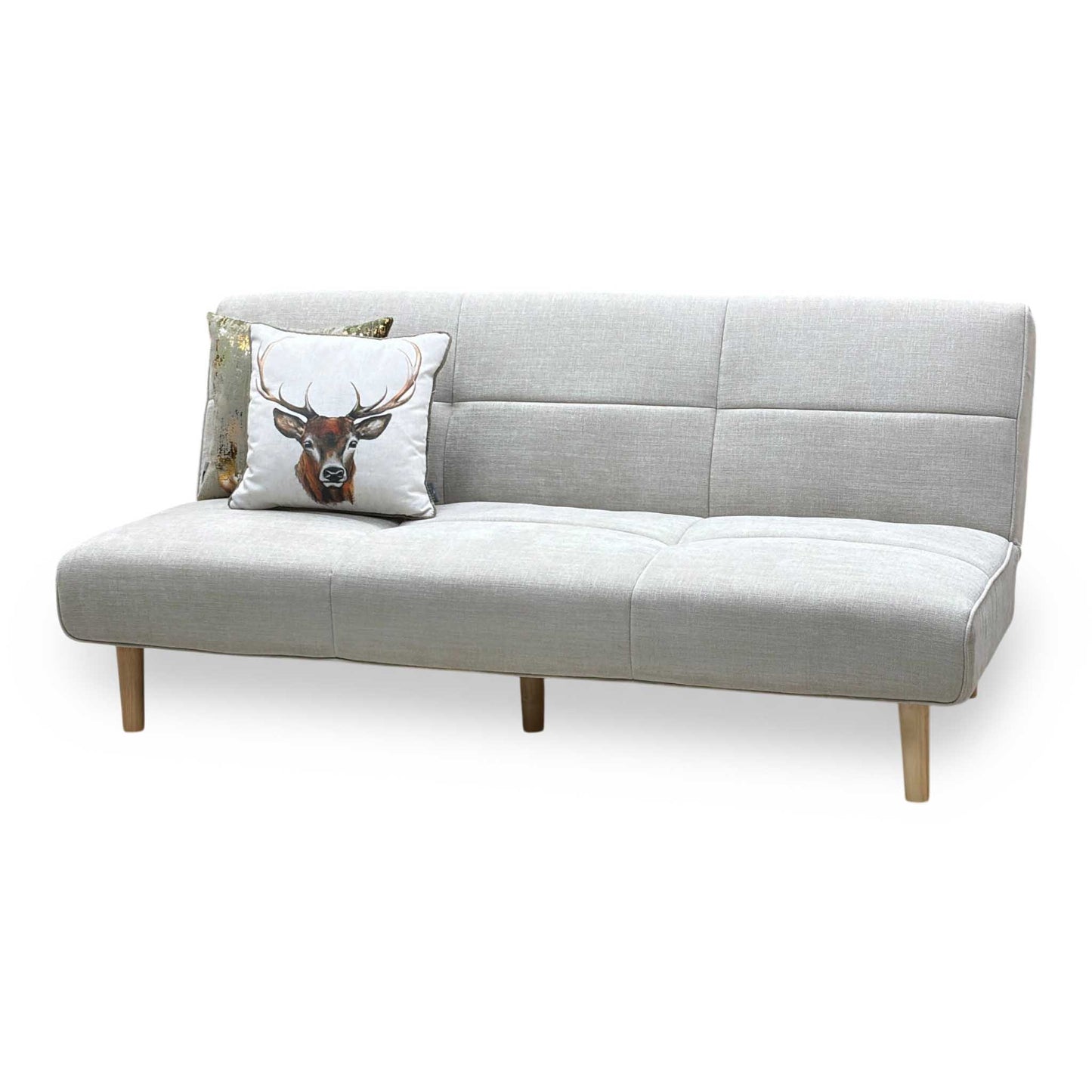 ‘Miyagi’ Beige Linen Fabric Futon Sofa Bed
