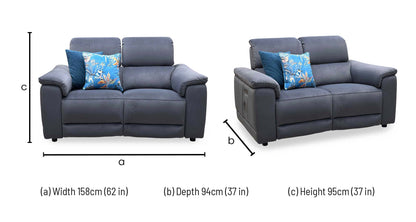 ‘Genius’ Bella Iron Grey 43460 Velvet 2 Seater Power Recliner Sofa with Power Headrests, Power Lumbar and Bluetooth Speakers