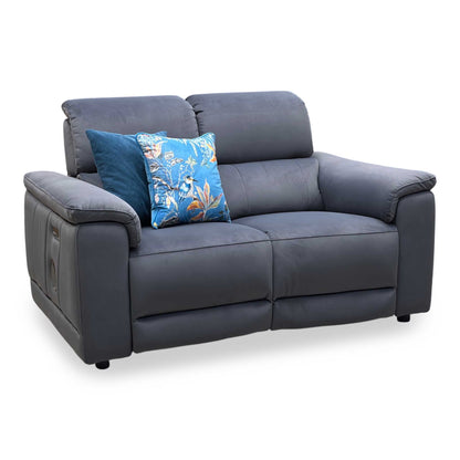 ‘Genius’ Bella Iron Grey 43460 Velvet 2 Seater Power Recliner Sofa with Power Headrests, Power Lumbar and Bluetooth Speakers