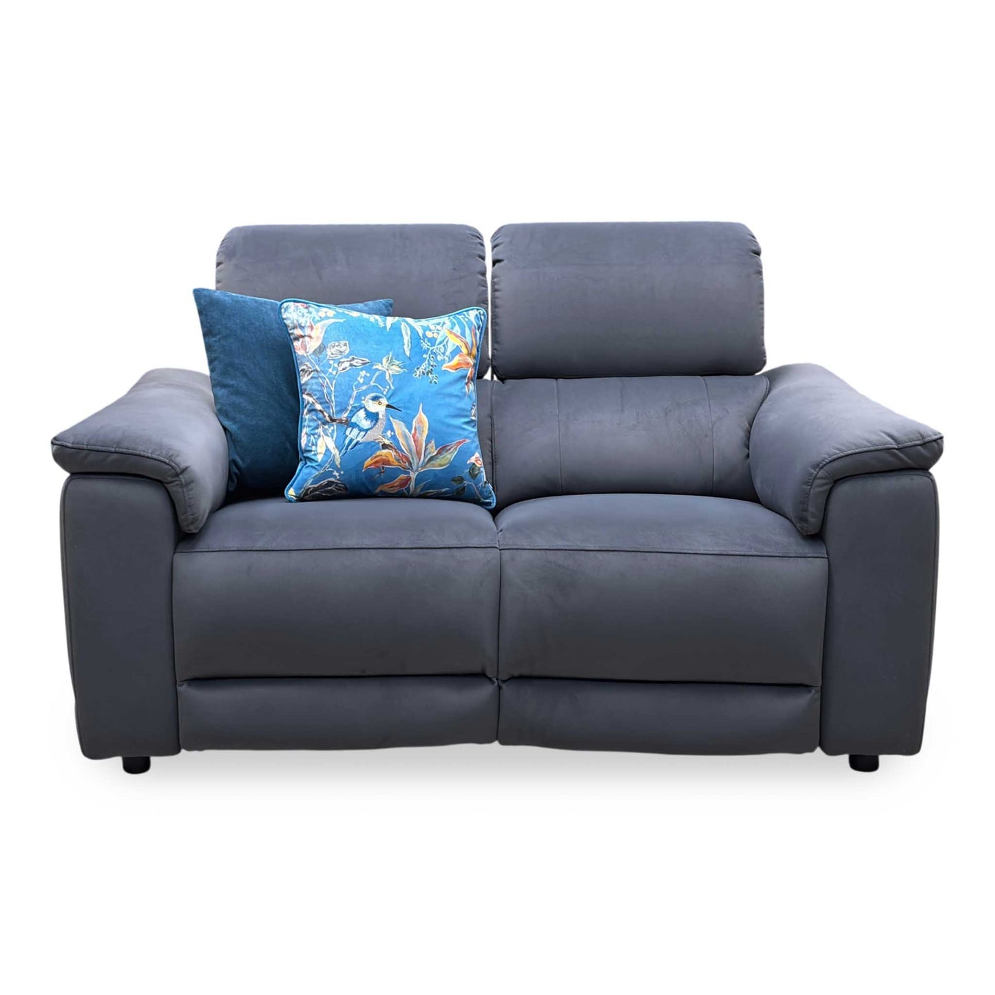 ‘Genius’ Bella Iron Grey 43460 Velvet 2 Seater Power Recliner Sofa with Power Headrests, Power Lumbar and Bluetooth Speakers