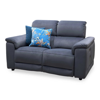 ‘Genius’ Bella Iron Grey 43460 Velvet 2 Seater Power Recliner Sofa with Power Headrests, Power Lumbar and Bluetooth Speakers