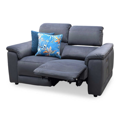 ‘Genius’ Bella Iron Grey 43460 Velvet 2 Seater Power Recliner Sofa with Power Headrests, Power Lumbar and Bluetooth Speakers