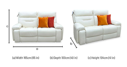 ‘Cinemax’ White Le-9307 Leather 2 Seater Media Arm Power Recliner Sofa with Power Headrests