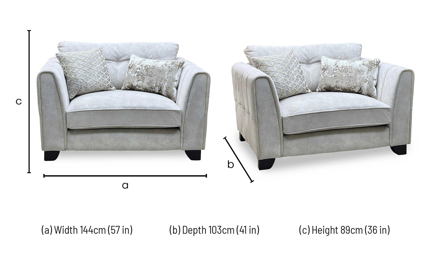 ‘Mariah’ Dapple Ivory-Tri Brass Insert Fabric Classic Back Snuggler Chair