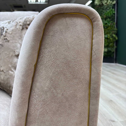 ‘Mariah’ Dapple Ivory-Tri Brass Insert Fabric Classic Back Snuggler Chairs - Set of 2