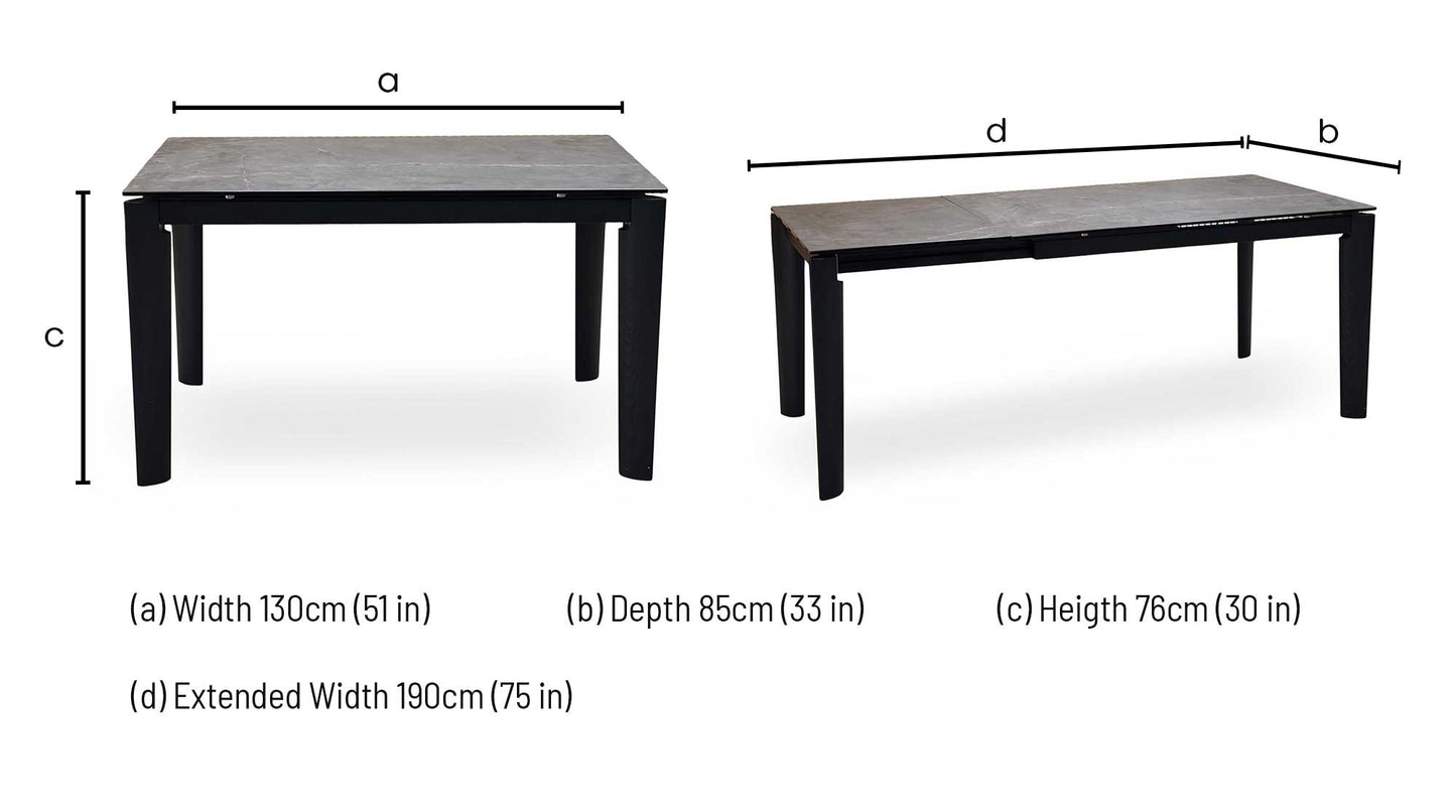 'Connubia ‘Rosa’ Brown Wdn Grp-Brz Ceramic Top Extending Dining Table with Wooden Legs Furniture Village