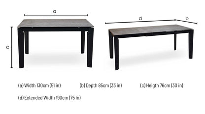 'Connubia ‘Rosa’ Brown Wdn Grp-Brz Ceramic Top Extending Dining Table with Wooden Legs Furniture Village