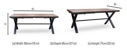 'Mars' Dark Oak Solid Oak 190cm Dining Table with X-Shaped Legs