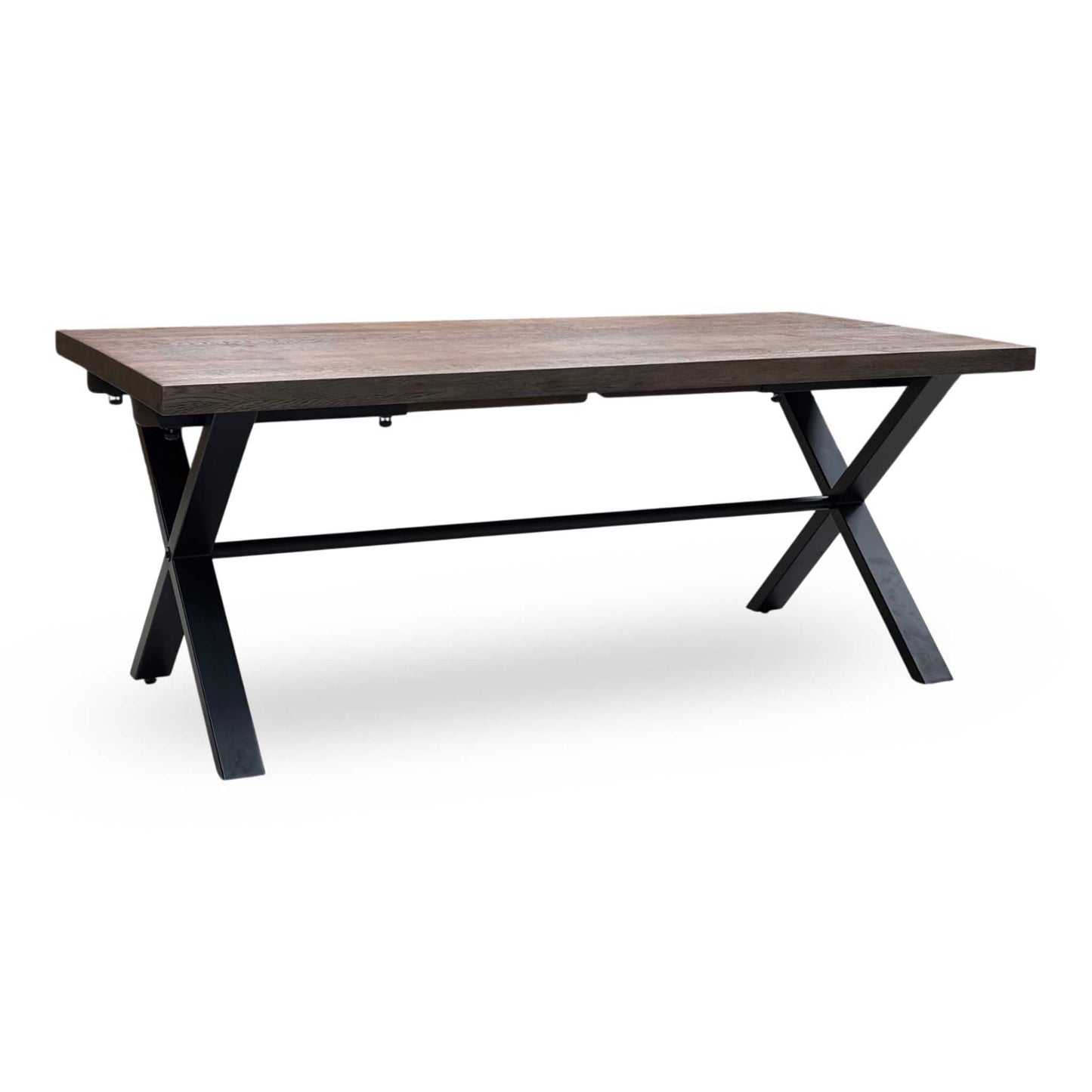 'Mars' Dark Oak Solid Oak 190cm Dining Table with X-Shaped Legs