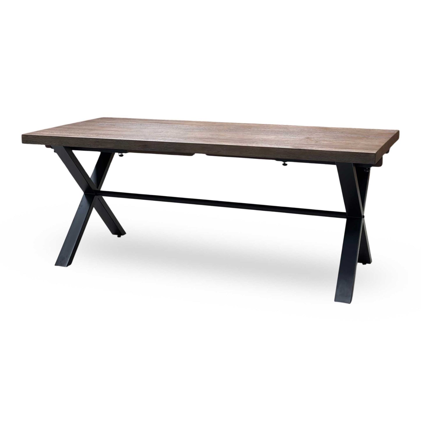'Mars' Dark Oak Solid Oak 190cm Dining Table with X-Shaped Legs