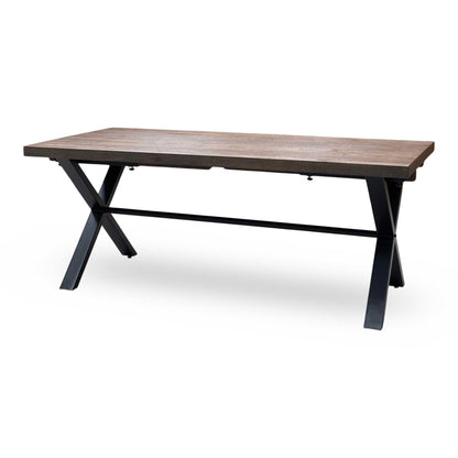 'Mars' Dark Oak Solid Oak 190cm Dining Table with X-Shaped Legs