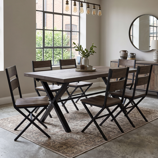 'Mars' Dark Oak Solid Oak 190cm Dining Table with X-Shaped Legs