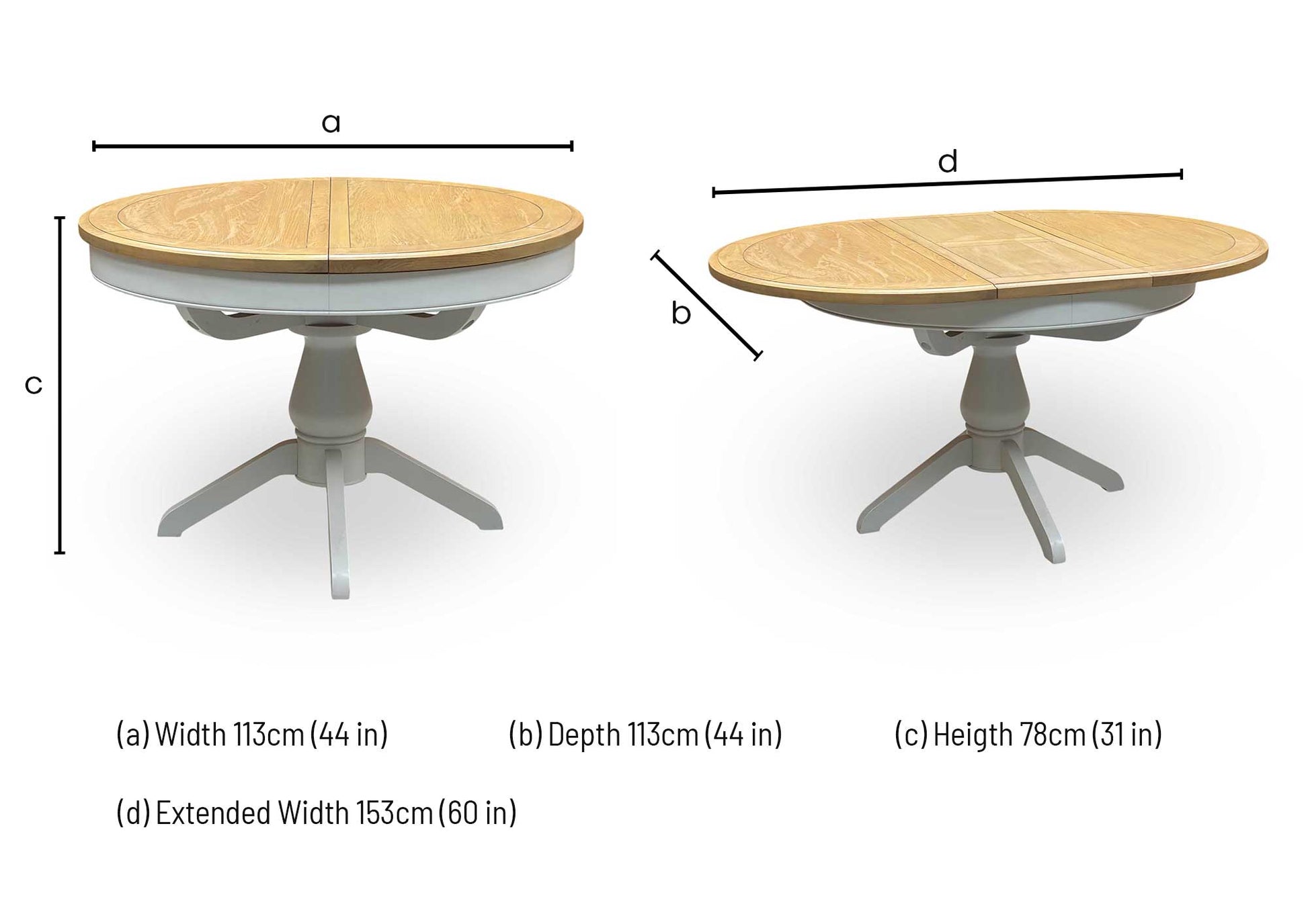 Furnitureland ‘Hamilton’ Solid Oak Round Extending Dining Table Furniture Village