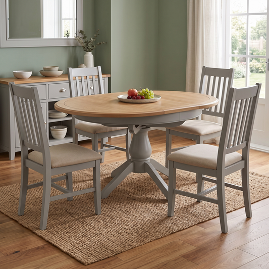 Furnitureland ‘Hamilton’ Solid Oak Round Extending Dining Table Furniture Village
