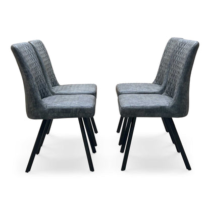 'Earth' Solid Oak 190cm X-Shaped Legs Dining Table with Graphite Grey Faux Leather Set of 4 Dining Chairs