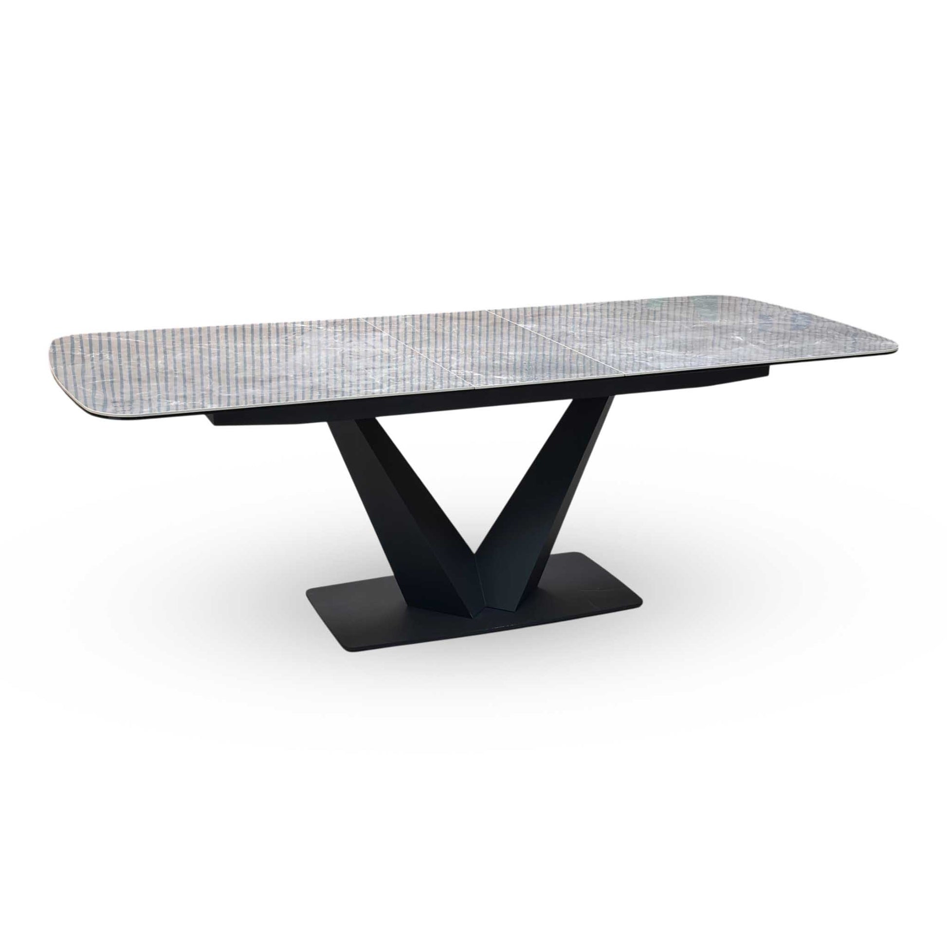 ‘Cupra' Grey Ceramic Top 180cm Large Pop Up Extending Dining Table Furniture Village