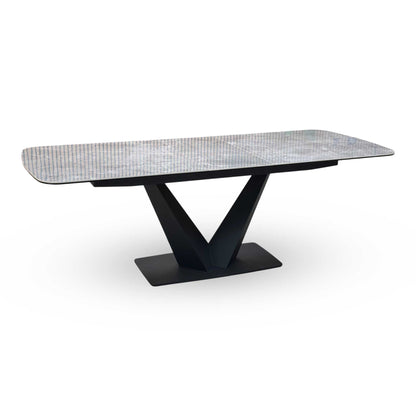 ‘Cupra' Grey Ceramic Top 180cm Large Pop Up Extending Dining Table Furniture Village