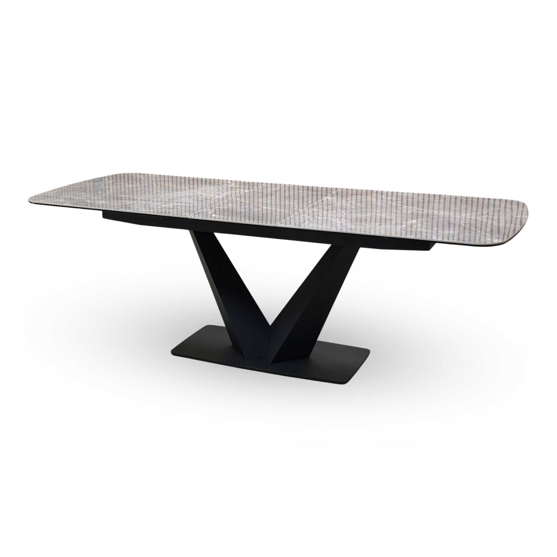 ‘Cupra' Grey Ceramic Top 180cm Large Pop Up Extending Dining Table Furniture Village