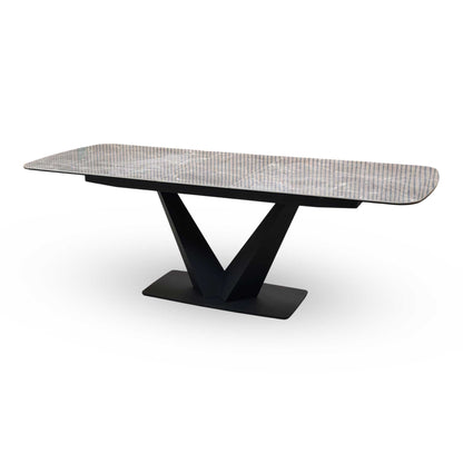 ‘Cupra' Grey Ceramic Top 180cm Large Pop Up Extending Dining Table Furniture Village