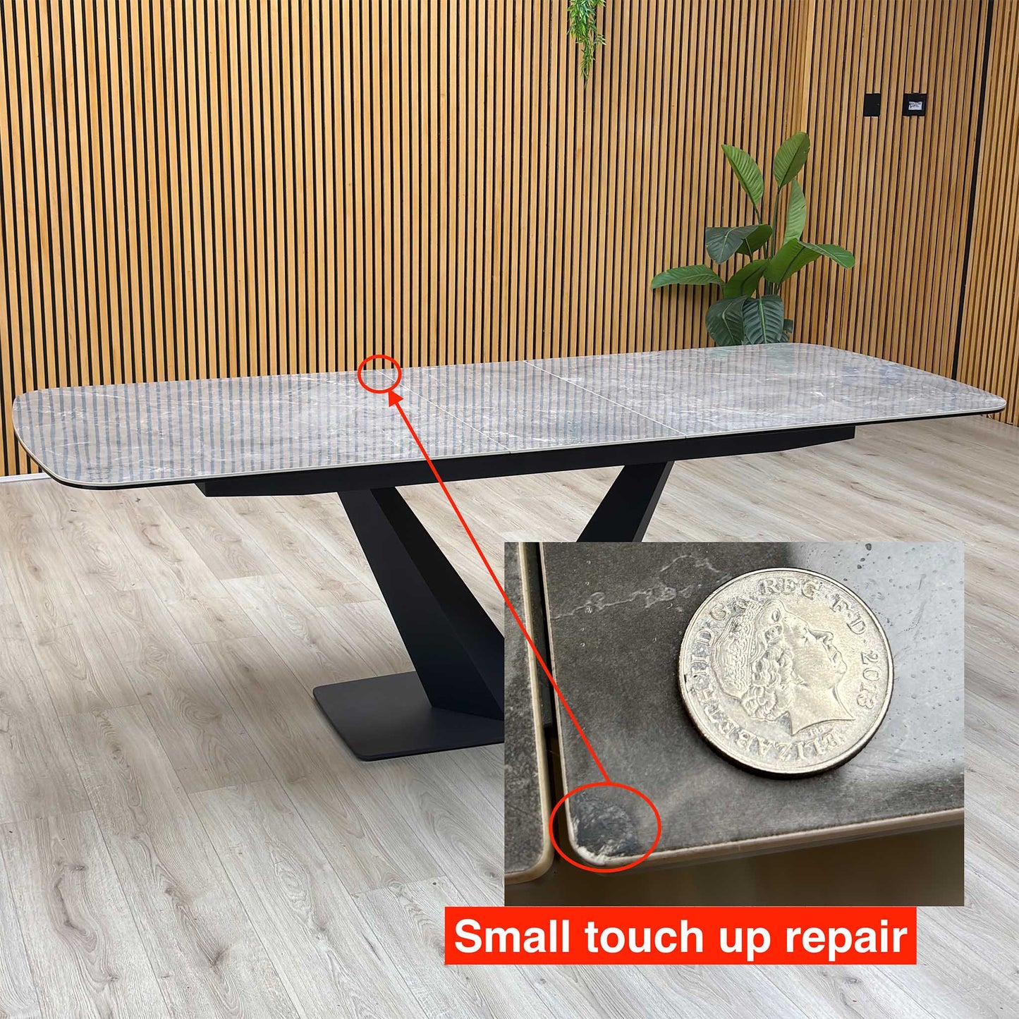 ‘Cupra' Grey Ceramic Top 180cm Large Pop Up Extending Dining Table Furniture Village
