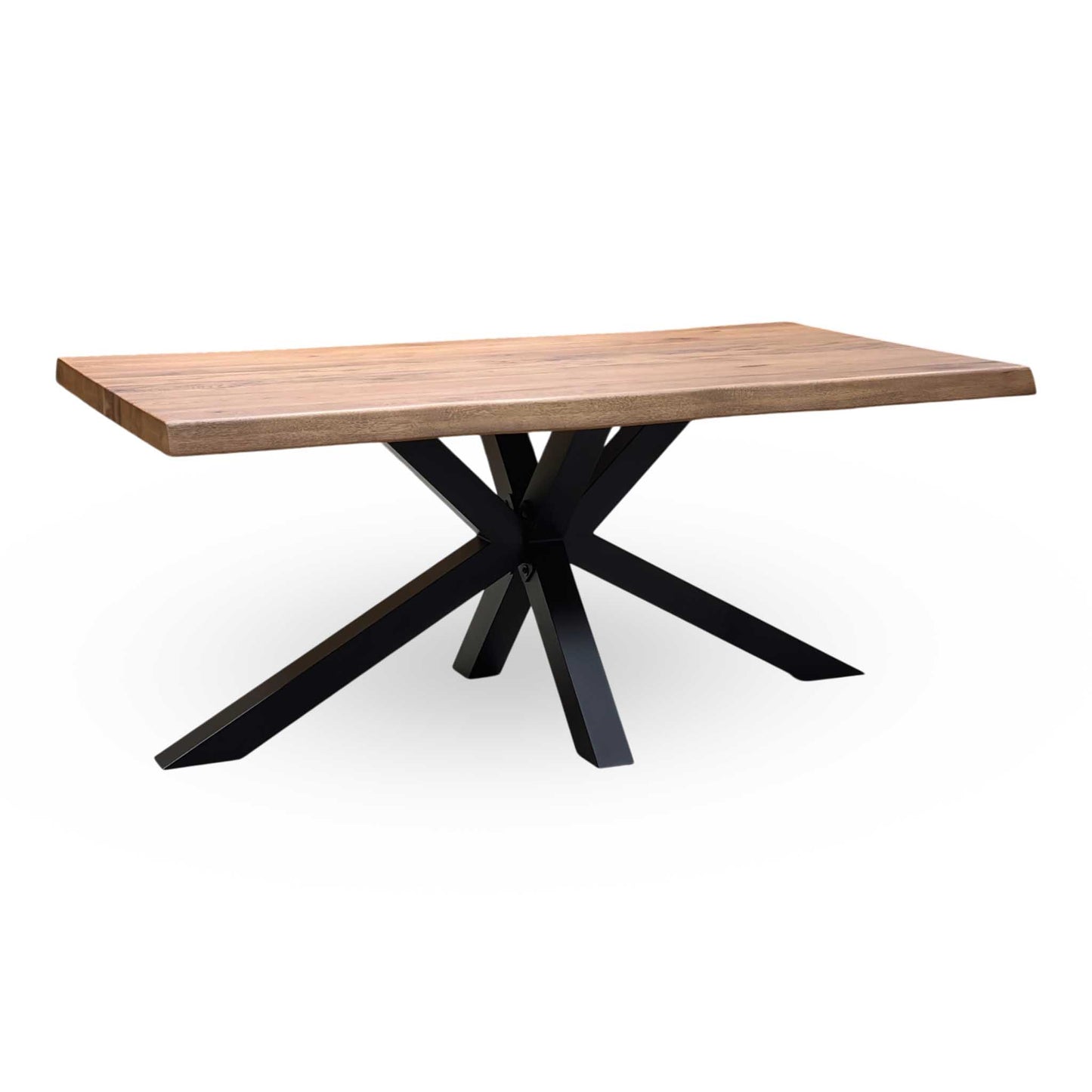 Bodahl 'Njord' 6 Old Bassano Solid Oak Raw Edge 180cm Dining Table with Metal Star Base