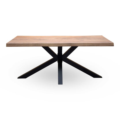 Bodahl 'Njord' 6 Old Bassano Solid Oak Raw Edge 180cm Dining Table with Metal Star Base