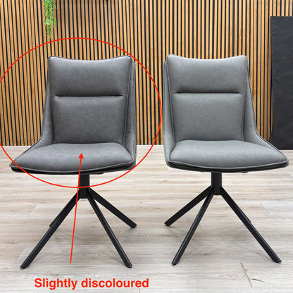 ‘Catalina’ Ceramic Top Large Extending Dining Table with Dark Grey Faux Leather Set of 4 Swivel Dining Chairs