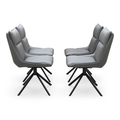 ‘Catalina’ Dark Grey Faux Leather Set of 4 Swivel Dining Chairs